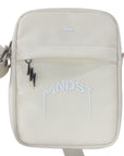 White shoulder bag with 'MINDST' logo on a white background