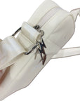 Close-up of the MNDST BoltPak - Bone White with its Lightning bolt zippers